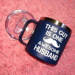 Coffee Mug Slider Lid Stainless Steel Vacuum Double Wall Tumbler Husband 14 Oz